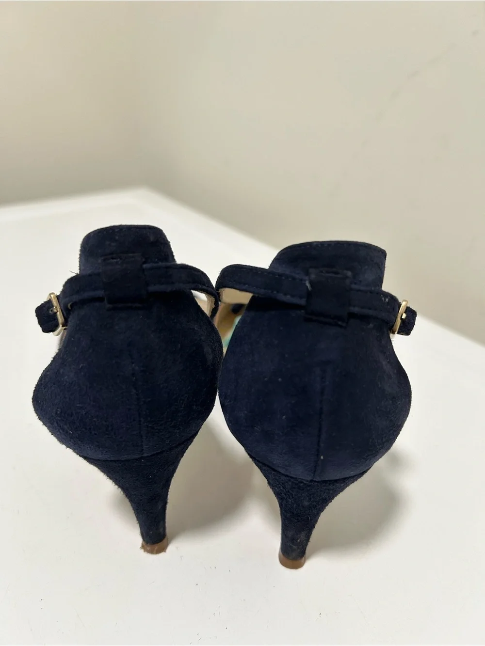 Boden Alice Suede Tassel Heels Pointed Toe Navy Purple Size 6 US 37 EU